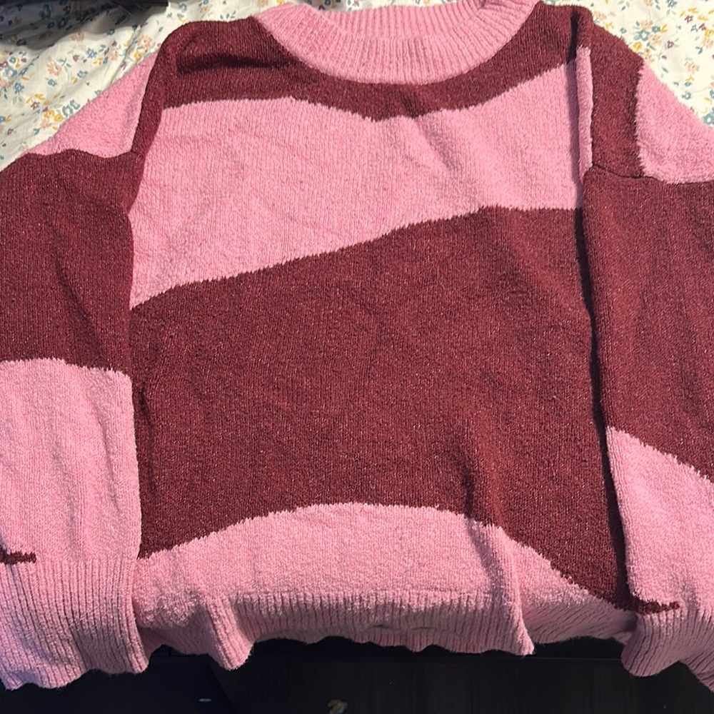 Colorblock Pink and Burgundy Sweater